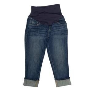 OLD NAVY Maternity Cuffed Distressed Capris Smooth Panel Jeans | 6